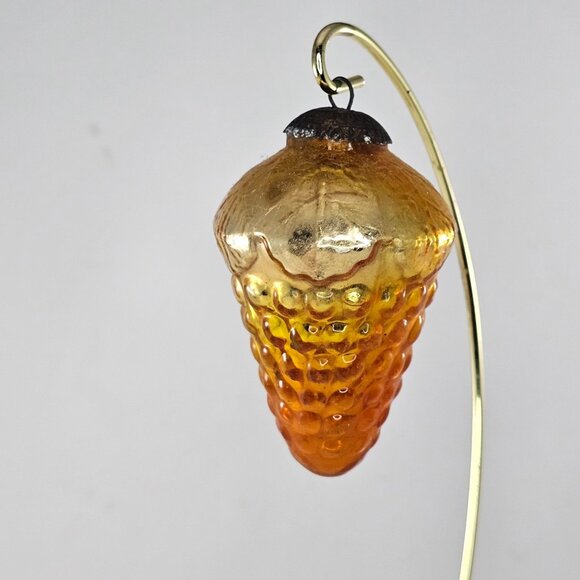 Vintage Kugel Style Grape Cluster Shaped Yellow Orange Glass Christmas Ornament - Picture 3 of 7